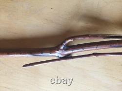 Big carved wooden pipe with sculpted head, popular art, trench art, outsider art