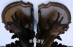 Black Forest Pair Of Carved Wood Bolsters Black Forest XIX Chamois