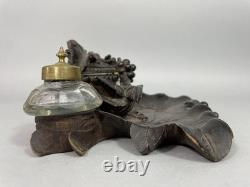 Black Forest antique carved wooden inkwell Late 19th / Early 20th Century Pecking bird Black Forest antique carved wooden inkwell Late 19th / Early 20th Century Pecking bird