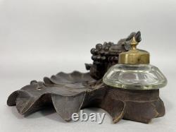 Black Forest antique carved wooden inkwell Late 19th / Early 20th Century Pecking bird