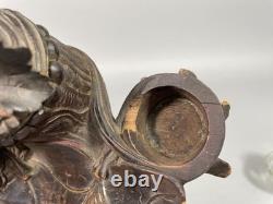 Black Forest antique carved wooden inkwell Late 19th / Early 20th Century Pecking bird