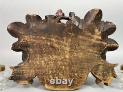 Black Forest antique carved wooden inkwell Late 19th / Early 20th Century Pecking bird