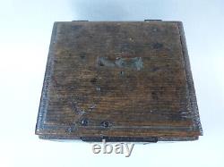 Box chest coin purse old 17th 18th oak wrought iron high period