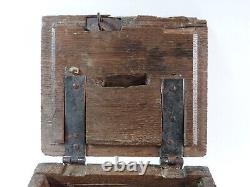 Box chest coin purse old 17th 18th oak wrought iron high period