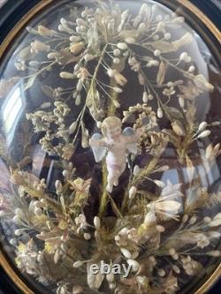 Bride’s Crown, orange blossoms, Napoleon III, frame 51.5 x 43.5, good condition, rare