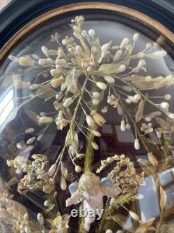 Bride’s Crown, orange blossoms, Napoleon III, frame 51.5 x 43.5, good condition, rare