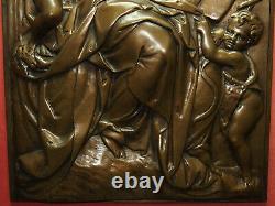 Bronze 44cm/28cm F. Barbedienne 19th Vierge À L'enfant Ste Anne Joachim Jesus