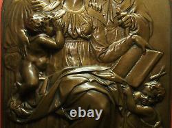Bronze 44cm/28cm F. Barbedienne 19th Vierge À L'enfant Ste Anne Joachim Jesus