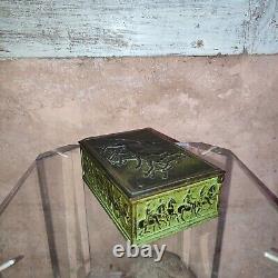 Bronze Box with Wooden Interior for Cigars or other, signed Erhard & Sohne Cavalier