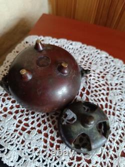 Bronze incense burner art object Asian decor Dragon