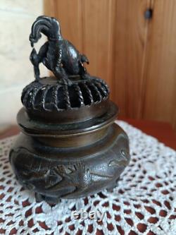 Bronze incense burner decorative Asian art object Dragon