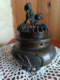 Bronze incense burner decorative Asian art object Dragon