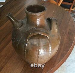 Buire / Walnut Oil Jar Xviii/ 3 Handles / Glazed Terracotta/ Auvergne