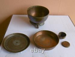 Burner for Ancient Chinese Bronze Incense with Saucers