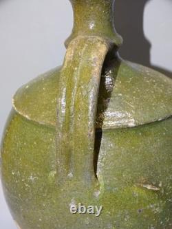 -CRUCHE TERRACOTTA CHAPEL OF POTS 18th Green Glaze GARDEN DECOR kitchen D