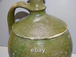 -CRUCHE TERRACOTTA CHAPEL OF POTS 18th Green Glaze GARDEN DECOR kitchen D