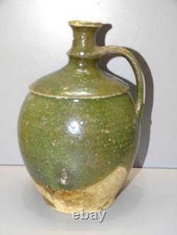 -CRUCHE TERRACOTTA CHAPEL OF POTS 18th Green Glaze GARDEN DECOR kitchen D