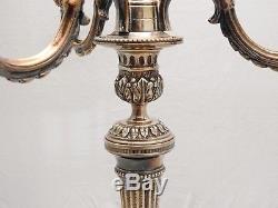 Candelabrum 3 Branches 4 Lights. Silver Bronze Candlestick. Stamped A. Mourier