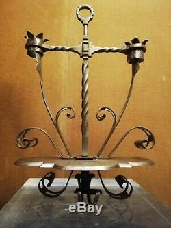 Candlestick Wrought Iron Rat Cave Style Haute Epoque, Nineteenth Time