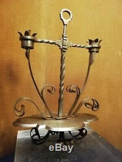 Candlestick Wrought Iron Rat Cave Style Haute Epoque, Nineteenth Time