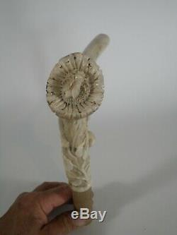 Cane Knob Made Of Deer Walking Stick Bee Carved In France