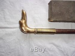 Cane Old Rare Pommel Brass Hunter Cane Cleaning System