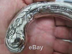 Cane Stick Solid Silver Pommel Punched Art Nouveau