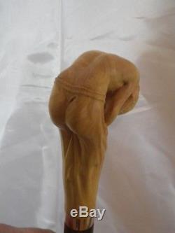 Cane Walking Naked Woman Carved Artist French Walking Stick Knob Cane