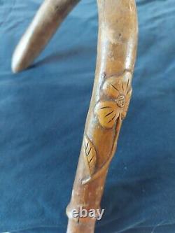 Carved Boxwood Cane Throughout its Length. 19th Century Folk Art