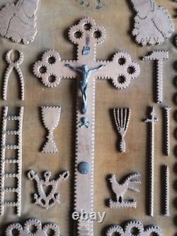 Carved Wood Panel 19th Century Instruments of the Passion Popular Art