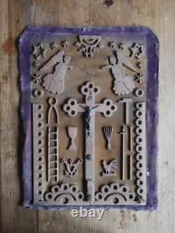 Carved Wood Panel 19th Century Instruments of the Passion Popular Art