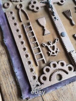 Carved Wood Panel 19th Century Instruments of the Passion Popular Art