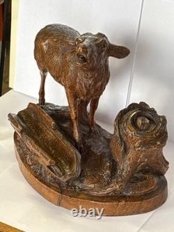 Carved Wood Stag Black Forest 19th Century