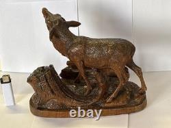 Carved Wood Stag Black Forest 19th Century