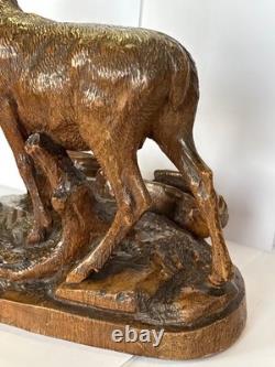 Carved Wood Stag Black Forest 19th Century