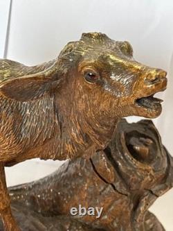 Carved Wood Stag Black Forest 19th Century