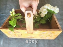 Carved Wooden Basket Folk Art Abriès Queyras Hautes-Alpes France 30 cm