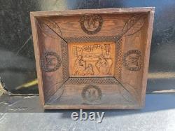 Carved Wooden Frame, Bas-Relief Wooden Plaque, Linden Wood, Religious Nativity Scene