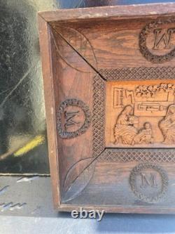 Carved Wooden Frame, Bas-Relief Wooden Plaque, Linden Wood, Religious Nativity Scene