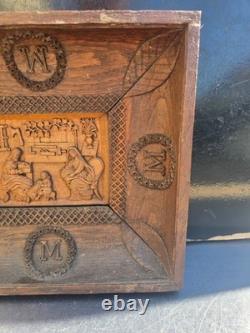 Carved Wooden Frame, Bas-Relief Wooden Plaque, Linden Wood, Religious Nativity Scene