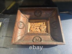Carved Wooden Frame, Bas-Relief Wooden Plaque, Linden Wood, Religious Nativity Scene