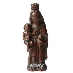 Carved Wooden Sculpture of the Virgin and Child, High Period 17th Century Popular Art