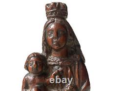 Carved Wooden Sculpture of the Virgin and Child, High Period 17th Century Popular Art