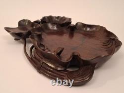 Carved Wooden Trinket Tray, Indochina/China (Frog and Lotus) Décoretout31