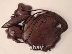 Carved Wooden Trinket Tray, Indochina/China (Frog and Lotus) Décoretout31