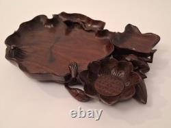 Carved Wooden Trinket Tray, Indochina/China (Frog and Lotus) Décoretout31