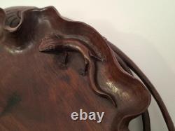 Carved Wooden Trinket Tray, Indochina/China (Frog and Lotus) Décoretout31