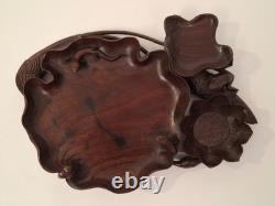 Carved Wooden Trinket Tray, Indochina/China (Frog and Lotus) Décoretout31