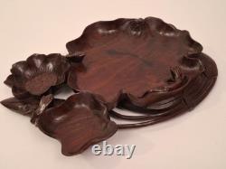 Carved Wooden Trinket Tray, Indochina/China (Frog and Lotus) Décoretout31