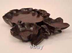 Carved Wooden Trinket Tray, Indochina/China (Frog and Lotus) Décoretout31